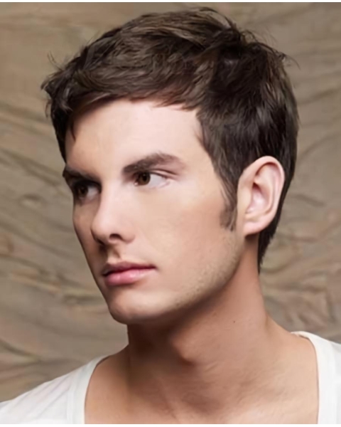 Brown Straight Remy Human Hair Top Men Wigs