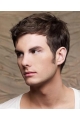 Brown Straight Remy Human Hair Top Men Wigs