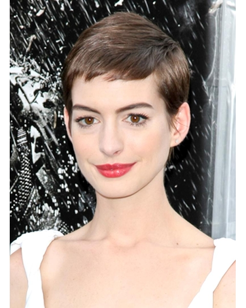 Gorgeous Lace Front Straight Cropped Anne Hathaway Wigs