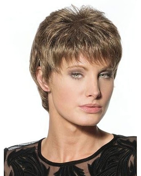 Traditiona Lace Front Straight Cropped Glueless Lace Wigs