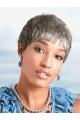 Exquisite Straight Cropped Synthetic Grey Wigs