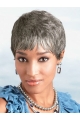 Exquisite Straight Cropped Synthetic Grey Wigs