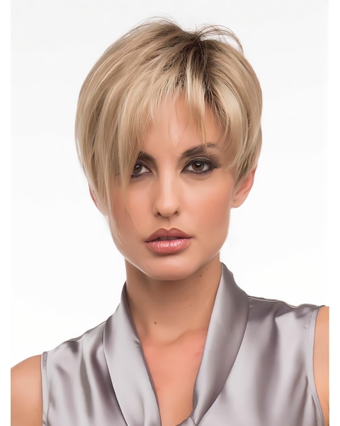 Synthetic Blonde Monofilament Graceful Short Wigs