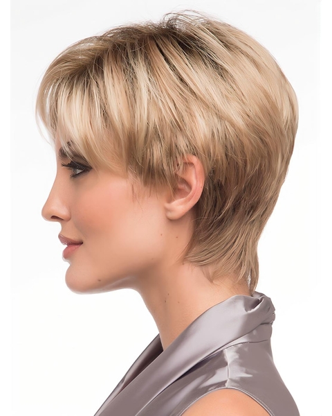 Synthetic Blonde Monofilament Graceful Short Wigs