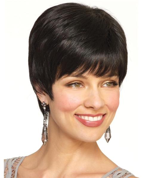 IncLace Frontible Black Straight Cropped Petite Wigs