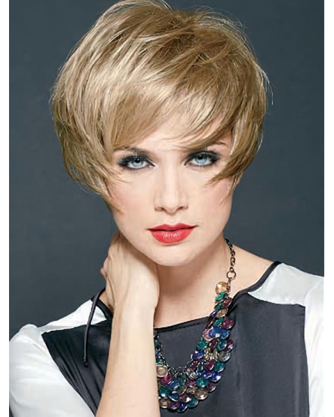 Synthetic Blonde Straight Polite Short Wigs