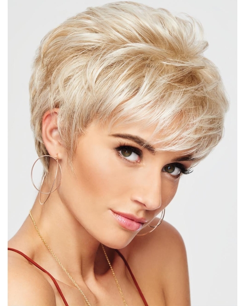 4" Cropped Wavy Blonde Boycuts High Quality Synthetic Wigs