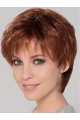 Synthetic Perfect Cropped Auburn Wavy Monofilament Wigs