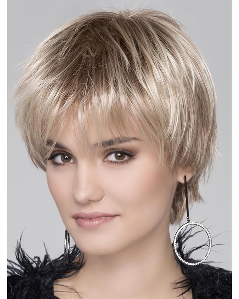 Blonde Wavy Cropped Synthetic Bob Wigs