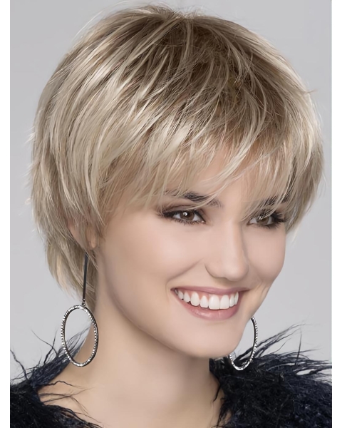 Blonde Wavy Cropped Synthetic Bob Wigs