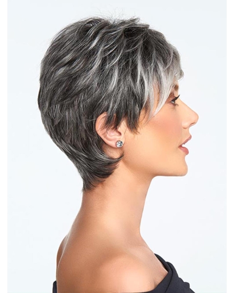 Grey 5" Wavy Monofilament Grey High Quality Synthetic Wigs