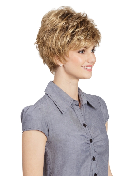 Short Wavy Capless Blonde Boycuts 8" Wigs For Women