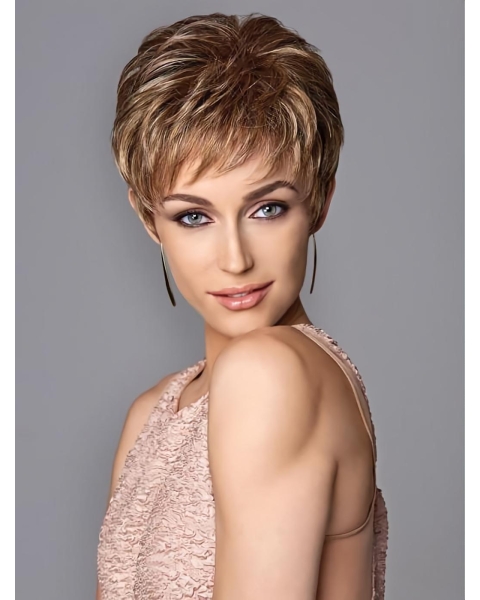 Cropped Brown Capless Synthetic Wigs