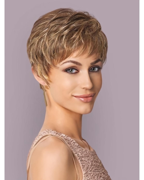 Cropped Brown Capless Synthetic Wigs