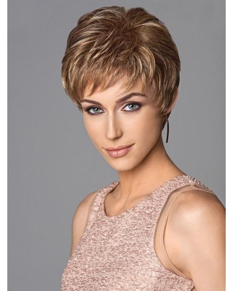 Cropped Brown Capless Synthetic Wigs