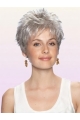 Durable Wavy Cropped Synthetic Grey Wigs