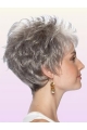 Durable Wavy Cropped Synthetic Grey Wigs