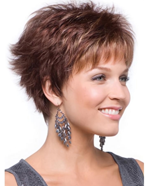 Tempting Auburn Boycuts Wavy Short Wigs