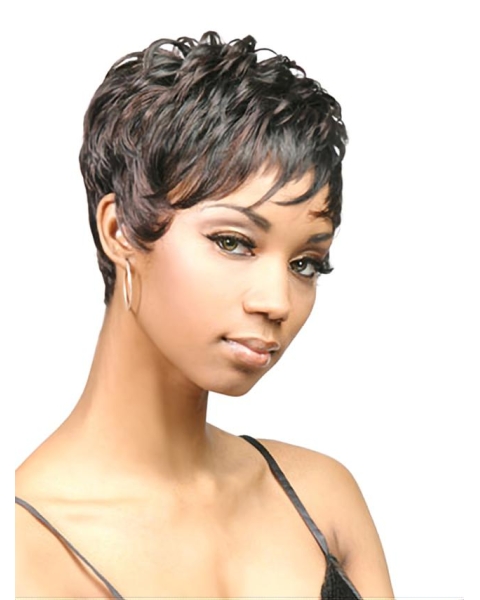 Easy Black Wavy Cropped African American Wigs