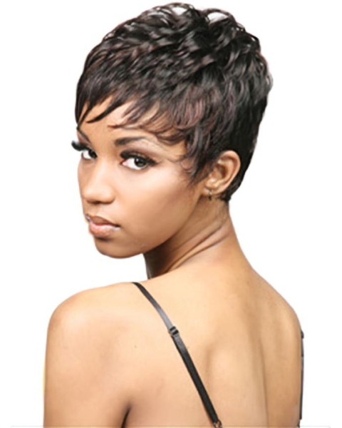 Easy Black Wavy Cropped African American Wigs