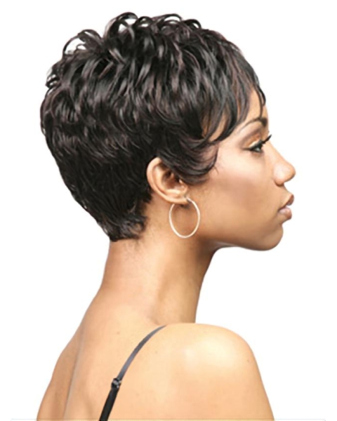 Easy Black Wavy Cropped African American Wigs