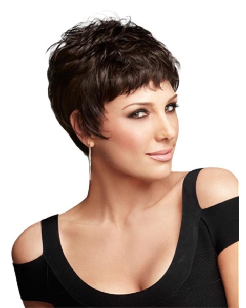 Traditiona Auburn Boycuts Wavy Short Wigs