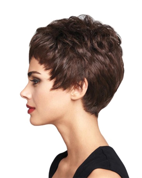 Traditiona Auburn Boycuts Wavy Short Wigs