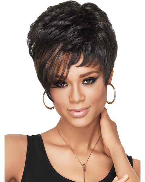 Radiant Black Wavy Cropped African American Wigs