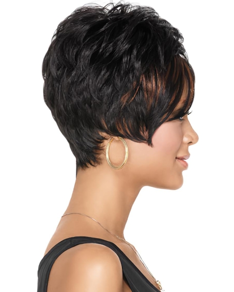 Radiant Black Wavy Cropped African American Wigs