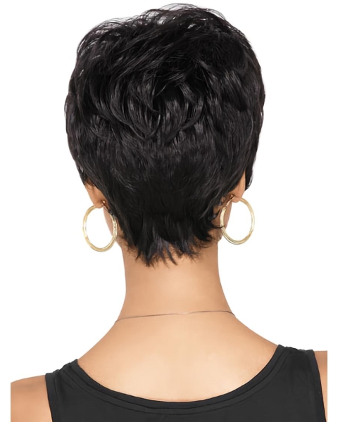 Radiant Black Wavy Cropped African American Wigs