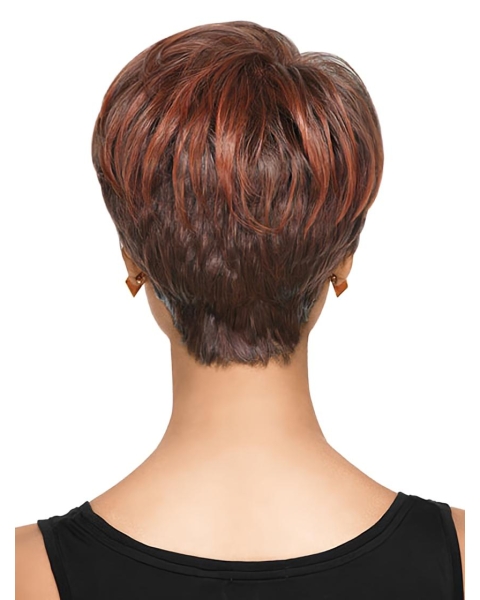 Mature Red Wavy Cropped African American Wigs