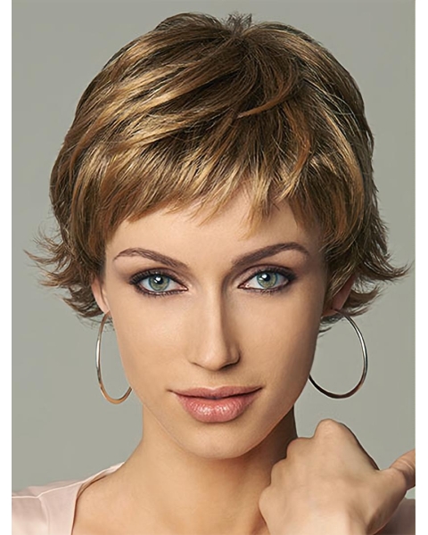 New Cropped Brown Monofilament Wigs