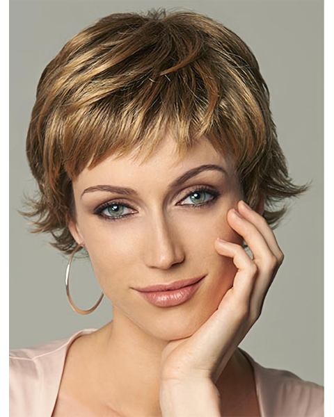 New Cropped Brown Monofilament Wigs