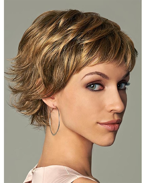 New Cropped Brown Monofilament Wigs