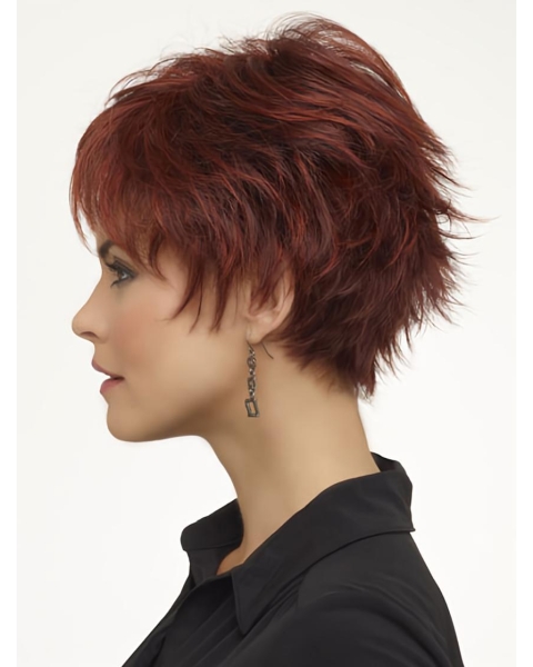 Red Fabulous Boycuts Wavy Short Wigs