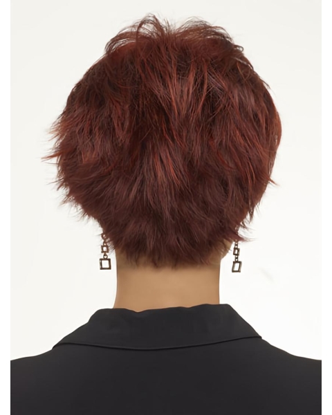 Red Fabulous Boycuts Wavy Short Wigs