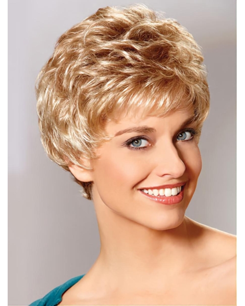 Mature Monofilament Wavy Cropped Classic Wigs