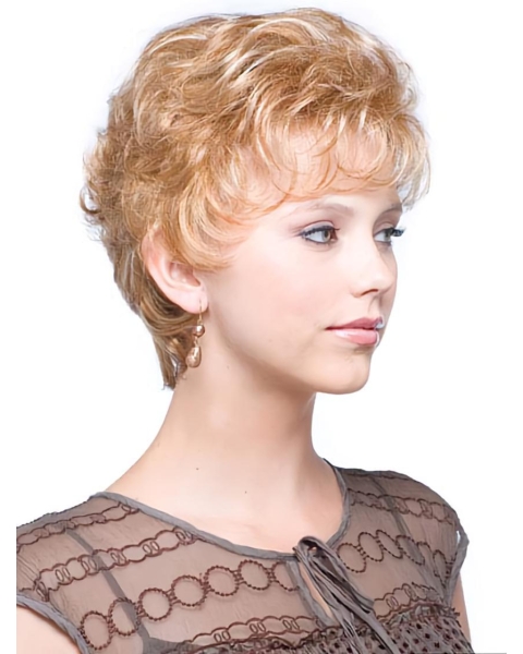 Preferential Blonde Wavy Cropped Classic Wigs