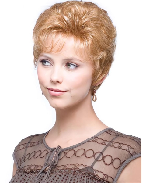 Preferential Blonde Wavy Cropped Classic Wigs