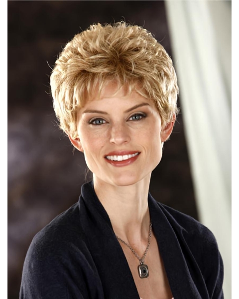 Gentle Blonde Wavy Cropped Classic Wigs