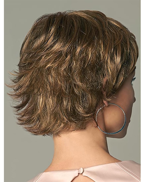 Monofilament Stylish Layered Wavy Short Wigs