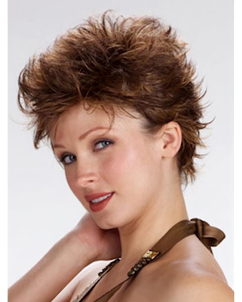 Brown Wholesome Boycuts Wavy Short Wigs