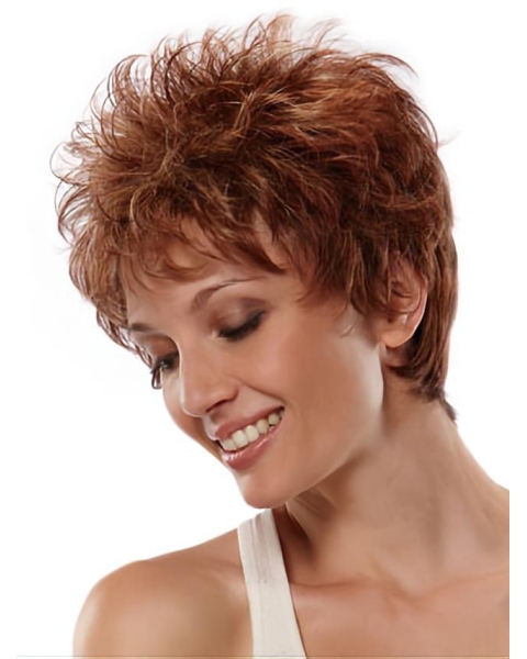 Auburn Boycuts Wavy Short Wigs