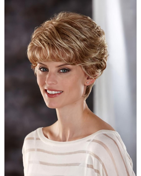 Beautiful Blonde Wavy Cropped Classic Wigs