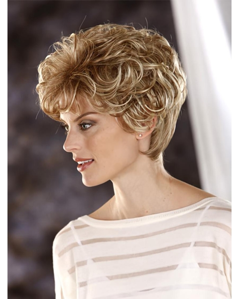 Beautiful Blonde Wavy Cropped Classic Wigs