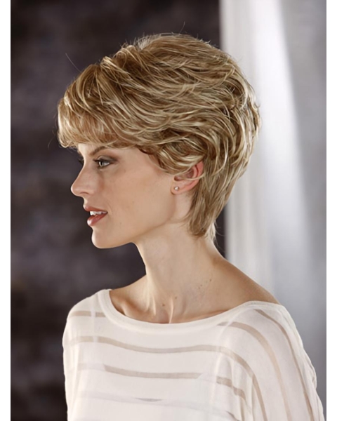 Beautiful Blonde Wavy Cropped Classic Wigs