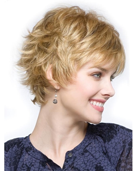 Natural Blonde Wavy Cropped Synthetic Wigs