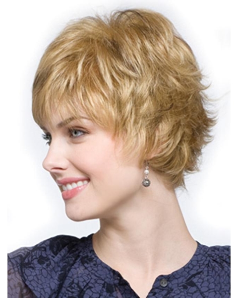 Natural Blonde Wavy Cropped Synthetic Wigs