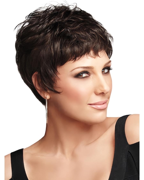 Mature Auburn Boycuts Wavy Short Wigs