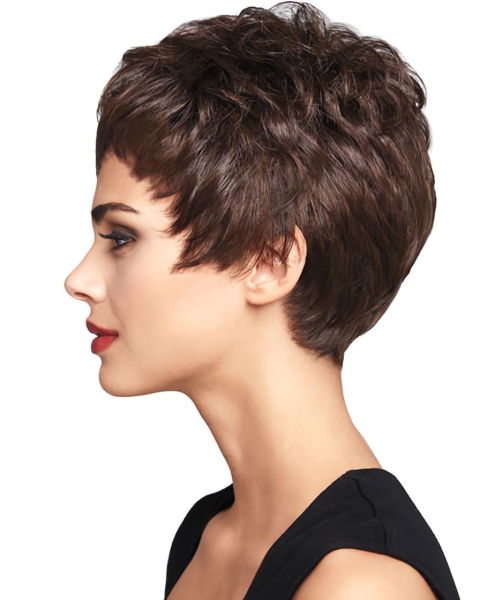 Mature Auburn Boycuts Wavy Short Wigs